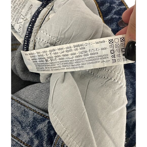 Zara Womens Crop Jeans EU 40 US 8 Relaxed Fit Blue Denim Distressed 8228/221 NWT - Picture 11 of 16